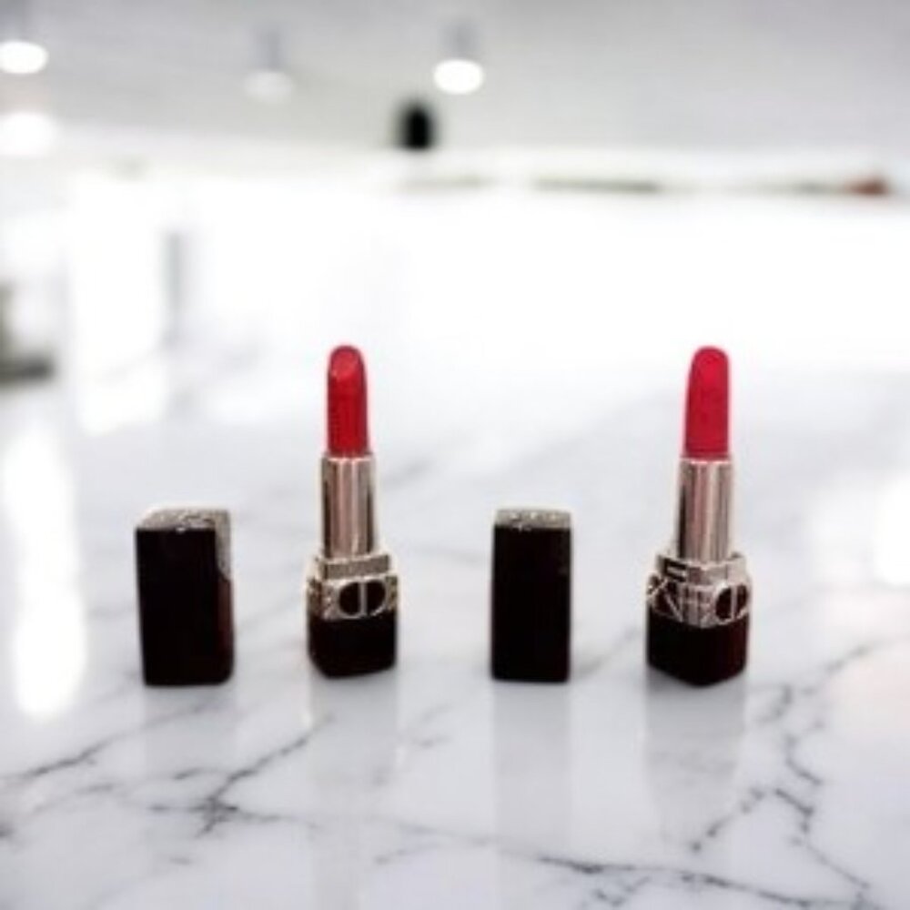 Dior Rouge 999 Lipsticks Velvet & Satin Set of 2 Traveler 1.5g x 2 New Unboxed